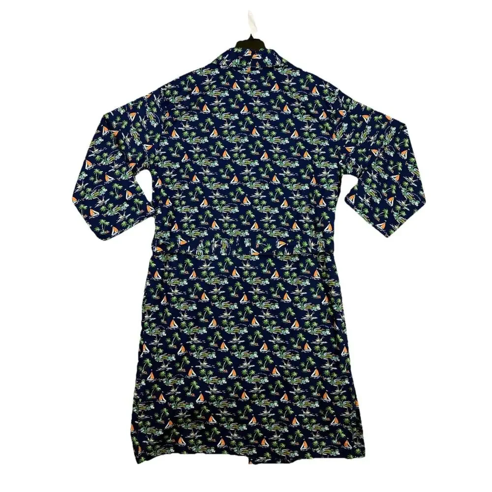 Polo Ralph Lauren Robe Mens Small Medium Navy Scenic Island Sailboat Cotton NWT